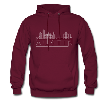 Austin, Texas Hoodie - Skyline Austin Crewneck Hooded Sweatshirt - burgundy