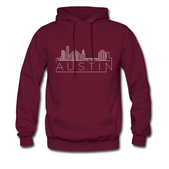 Austin, Texas Hoodie - Skyline Austin Crewneck Hooded Sweatshirt - burgundy