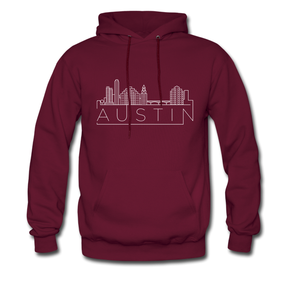 Austin, Texas Hoodie - Skyline Austin Crewneck Hooded Sweatshirt - burgundy