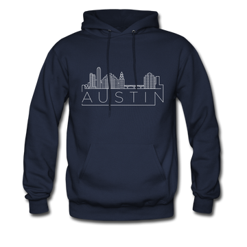 Austin, Texas Hoodie - Skyline Austin Crewneck Hooded Sweatshirt - navy