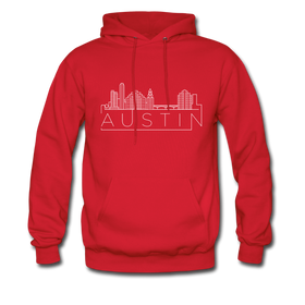 Austin, Texas Hoodie - Skyline Austin Crewneck Hooded Sweatshirt - red
