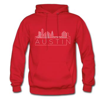 Austin, Texas Hoodie - Skyline Austin Crewneck Hooded Sweatshirt - red