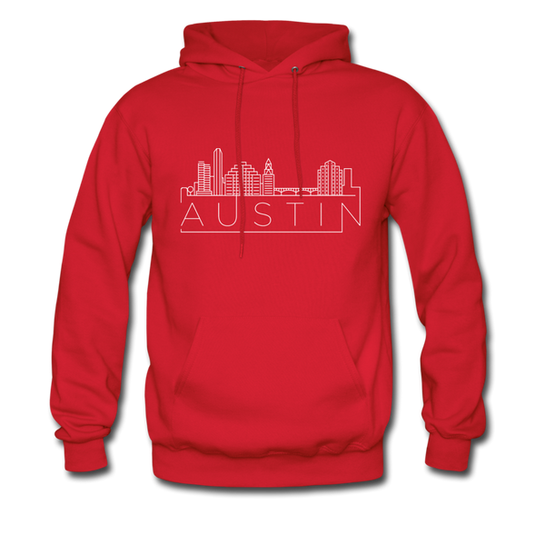 Austin, Texas Hoodie - Skyline Austin Crewneck Hooded Sweatshirt - red