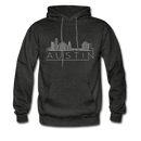 Austin, Texas Hoodie - Skyline Austin Crewneck Hooded Sweatshirt - charcoal gray