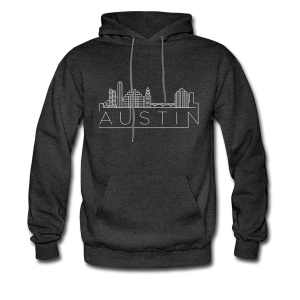 Austin, Texas Hoodie - Skyline Austin Crewneck Hooded Sweatshirt - charcoal gray