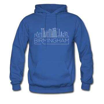 Birmingham, Alabama Hoodie - Skyline Birmingham Crewneck Hooded Sweatshirt - royal blue