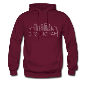 Birmingham, Alabama Hoodie - Skyline Birmingham Crewneck Hooded Sweatshirt - burgundy
