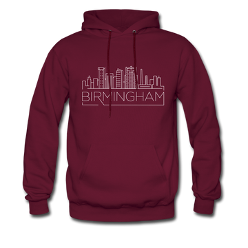 Birmingham, Alabama Hoodie - Skyline Birmingham Crewneck Hooded Sweatshirt - burgundy