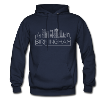 Birmingham, Alabama Hoodie - Skyline Birmingham Crewneck Hooded Sweatshirt - navy