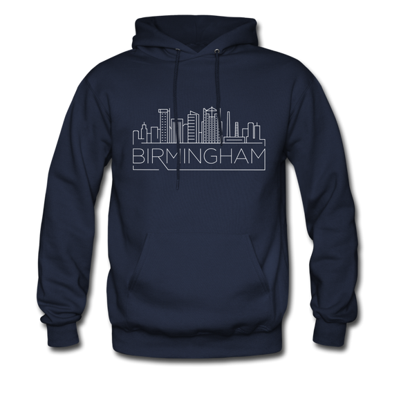 Birmingham, Alabama Hoodie - Skyline Birmingham Crewneck Hooded Sweatshirt - navy