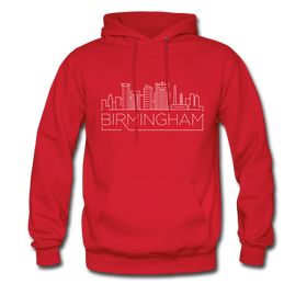 Birmingham, Alabama Hoodie - Skyline Birmingham Crewneck Hooded Sweatshirt - red