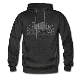 Birmingham, Alabama Hoodie - Skyline Birmingham Crewneck Hooded Sweatshirt - charcoal gray