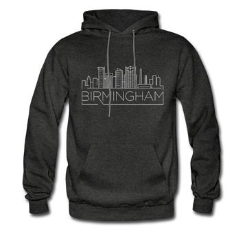 Birmingham, Alabama Hoodie - Skyline Birmingham Crewneck Hooded Sweatshirt - charcoal gray