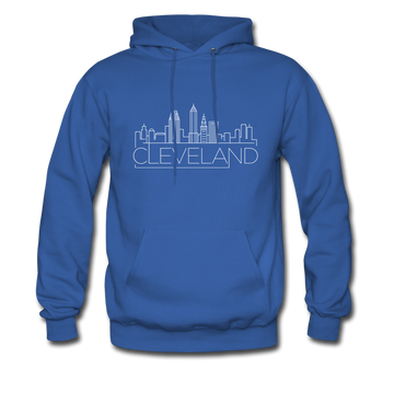 Cleveland, Ohio Hoodie - Skyline Cleveland Crewneck Hooded Sweatshirt - royal blue