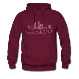 Cleveland, Ohio Hoodie - Skyline Cleveland Crewneck Hooded Sweatshirt - burgundy