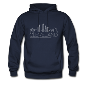 Cleveland, Ohio Hoodie - Skyline Cleveland Crewneck Hooded Sweatshirt - navy