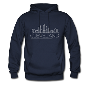 Cleveland, Ohio Hoodie - Skyline Cleveland Crewneck Hooded Sweatshirt - navy