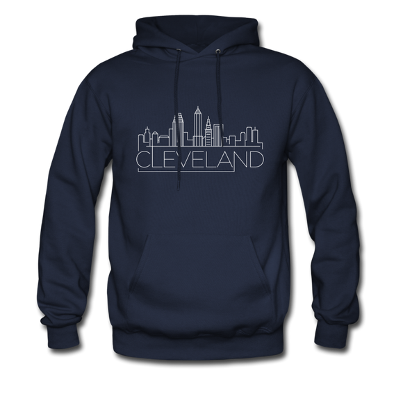 Cleveland, Ohio Hoodie - Skyline Cleveland Crewneck Hooded Sweatshirt - navy