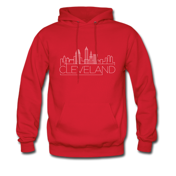 Cleveland, Ohio Hoodie - Skyline Cleveland Crewneck Hooded Sweatshirt - red