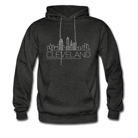 Cleveland, Ohio Hoodie - Skyline Cleveland Crewneck Hooded Sweatshirt - charcoal gray