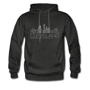 Cleveland, Ohio Hoodie - Skyline Cleveland Crewneck Hooded Sweatshirt - charcoal gray