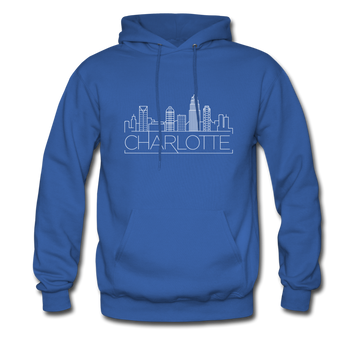 Charlotte, North Carolina Hoodie - Skyline Charlotte Crewneck Hooded Sweatshirt - royal blue
