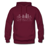 Charlotte, North Carolina Hoodie - Skyline Charlotte Crewneck Hooded Sweatshirt - burgundy