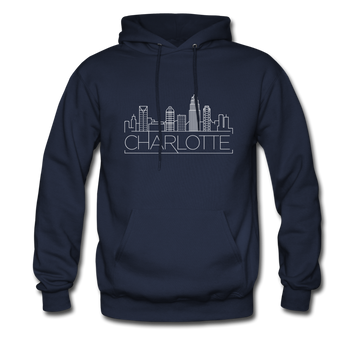 Charlotte, North Carolina Hoodie - Skyline Charlotte Crewneck Hooded Sweatshirt - navy