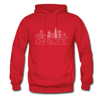 Charlotte, North Carolina Hoodie - Skyline Charlotte Crewneck Hooded Sweatshirt - red