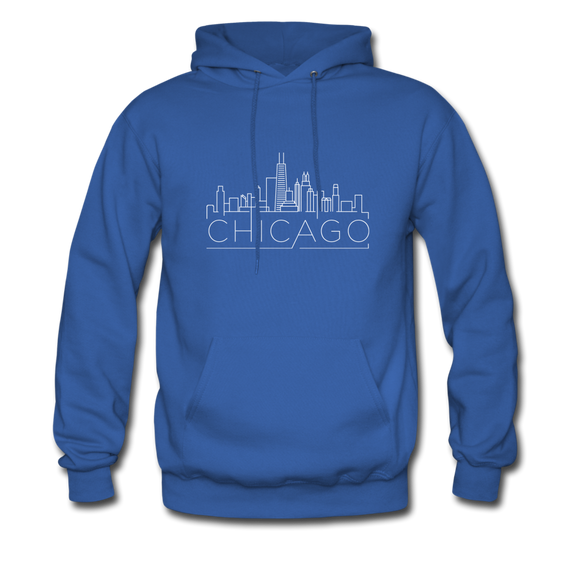 Chicago, Illinois Hoodie - Skyline Chicago Crewneck Hooded Sweatshirt - royal blue