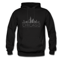 Chicago, Illinois Hoodie - Skyline Chicago Crewneck Hooded Sweatshirt - black