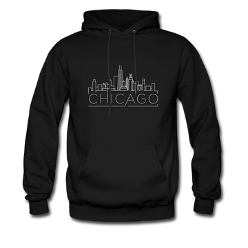 Chicago, Illinois Hoodie - Skyline Chicago Crewneck Hooded Sweatshirt - black