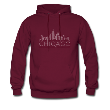 Chicago, Illinois Hoodie - Skyline Chicago Crewneck Hooded Sweatshirt - burgundy