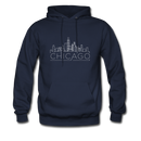 Chicago, Illinois Hoodie - Skyline Chicago Crewneck Hooded Sweatshirt - navy