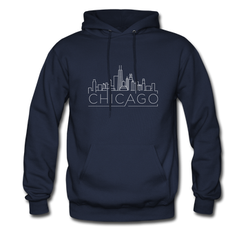 Chicago, Illinois Hoodie - Skyline Chicago Crewneck Hooded Sweatshirt - navy