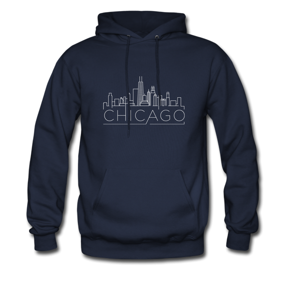 Chicago, Illinois Hoodie - Skyline Chicago Crewneck Hooded Sweatshirt - navy