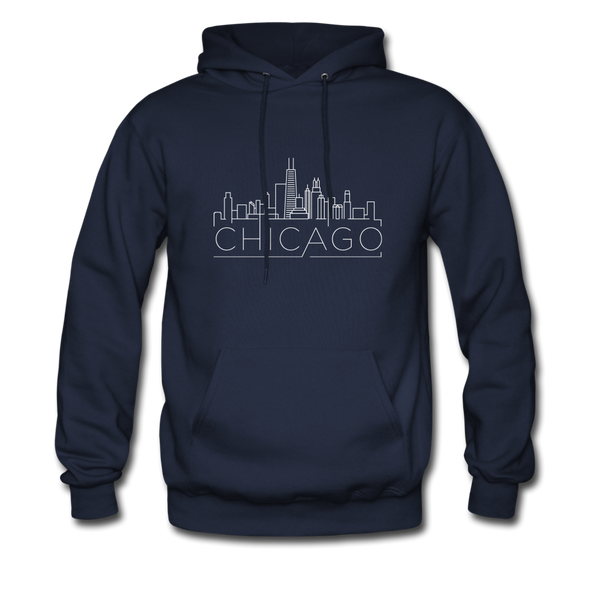 Chicago, Illinois Hoodie - Skyline Chicago Crewneck Hooded Sweatshirt - navy