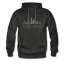 Chicago, Illinois Hoodie - Skyline Chicago Crewneck Hooded Sweatshirt - charcoal gray