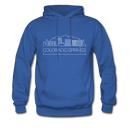 Colorado Springs, Colorado Hoodie - Skyline Colorado Springs Crewneck Hooded Sweatshirt - royal blue