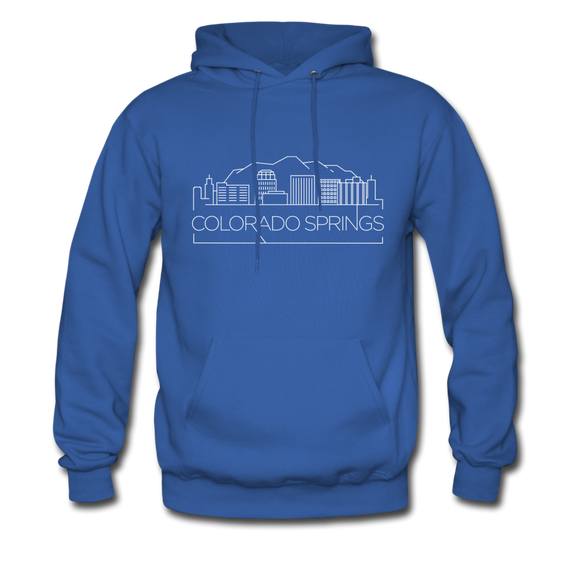 Colorado Springs, Colorado Hoodie - Skyline Colorado Springs Crewneck Hooded Sweatshirt - royal blue