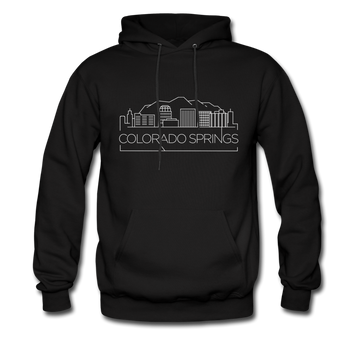Colorado Springs, Colorado Hoodie - Skyline Colorado Springs Crewneck Hooded Sweatshirt - black
