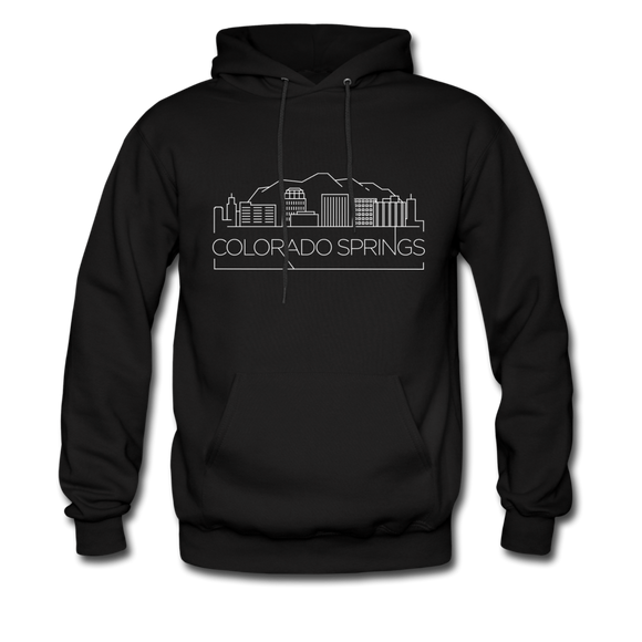 Colorado Springs, Colorado Hoodie - Skyline Colorado Springs Crewneck Hooded Sweatshirt - black