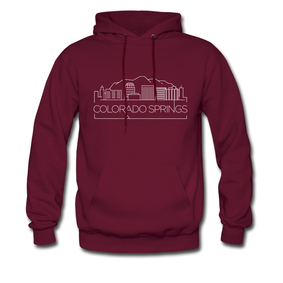 Colorado Springs, Colorado Hoodie - Skyline Colorado Springs Crewneck Hooded Sweatshirt - burgundy
