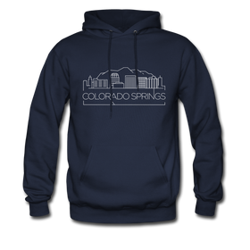 Colorado Springs, Colorado Hoodie - Skyline Colorado Springs Crewneck Hooded Sweatshirt - navy