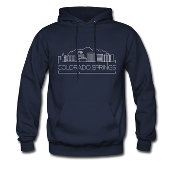 Colorado Springs, Colorado Hoodie - Skyline Colorado Springs Crewneck Hooded Sweatshirt - navy