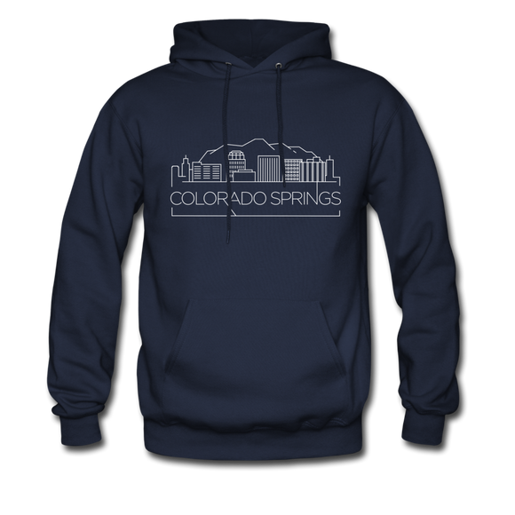 Colorado Springs, Colorado Hoodie - Skyline Colorado Springs Crewneck Hooded Sweatshirt - navy