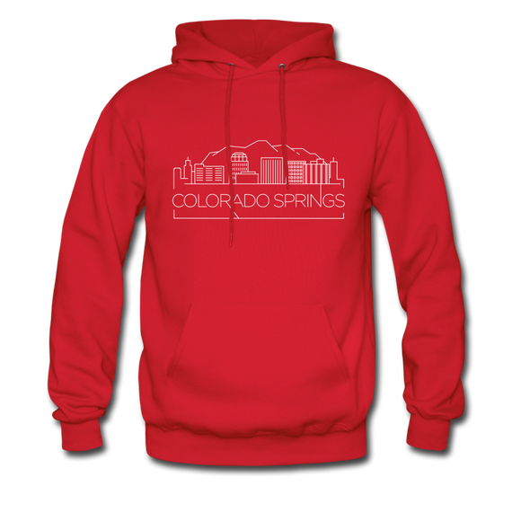 Colorado Springs, Colorado Hoodie - Skyline Colorado Springs Crewneck Hooded Sweatshirt - red