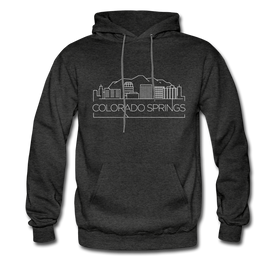 Colorado Springs, Colorado Hoodie - Skyline Colorado Springs Crewneck Hooded Sweatshirt - charcoal gray
