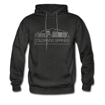 Colorado Springs, Colorado Hoodie - Skyline Colorado Springs Crewneck Hooded Sweatshirt - charcoal gray