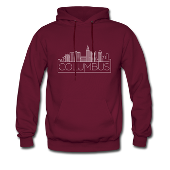 Columbus, Ohio Hoodie - Skyline Columbus Crewneck Hooded Sweatshirt - burgundy